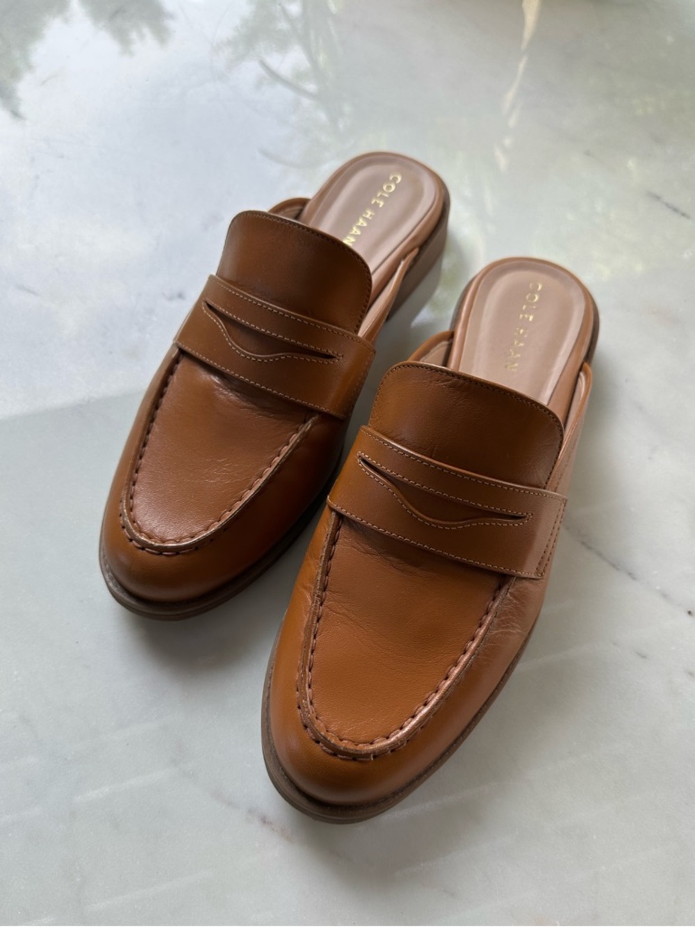 Cole Haan Stassi Penny Mule Shoe Women's 9 Brown Leather Slip On